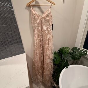 Lulu's Blush Floral Lace Gown